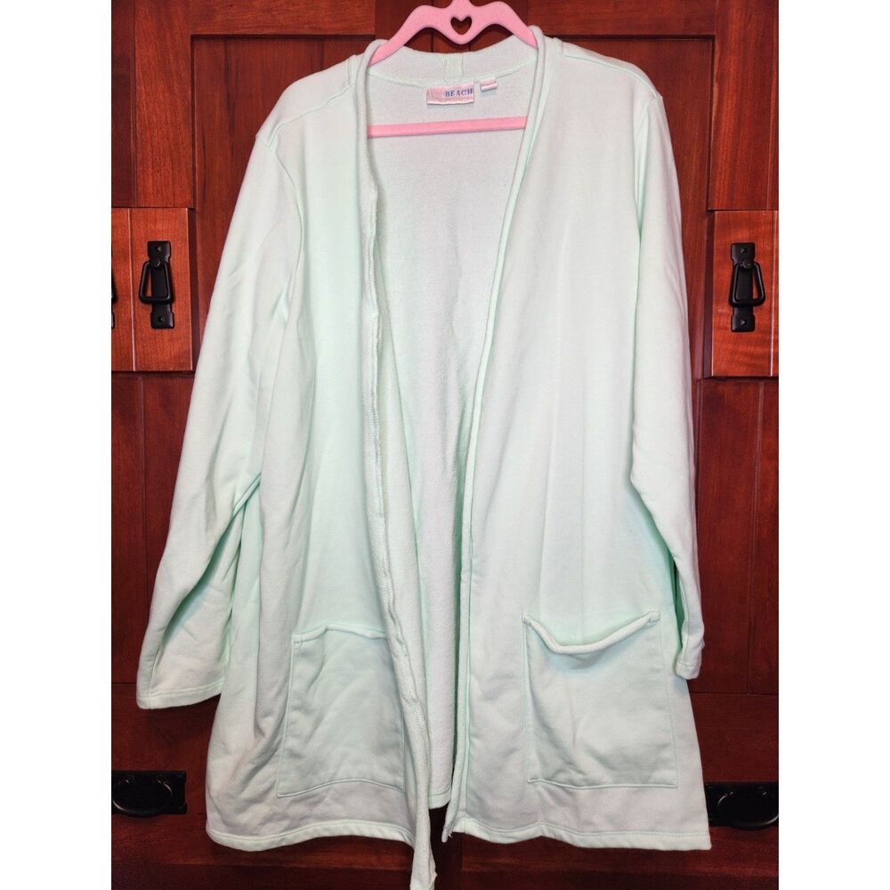 Belle Beach Jersey Cardigan Sea Foam Green Women's Size 2XL